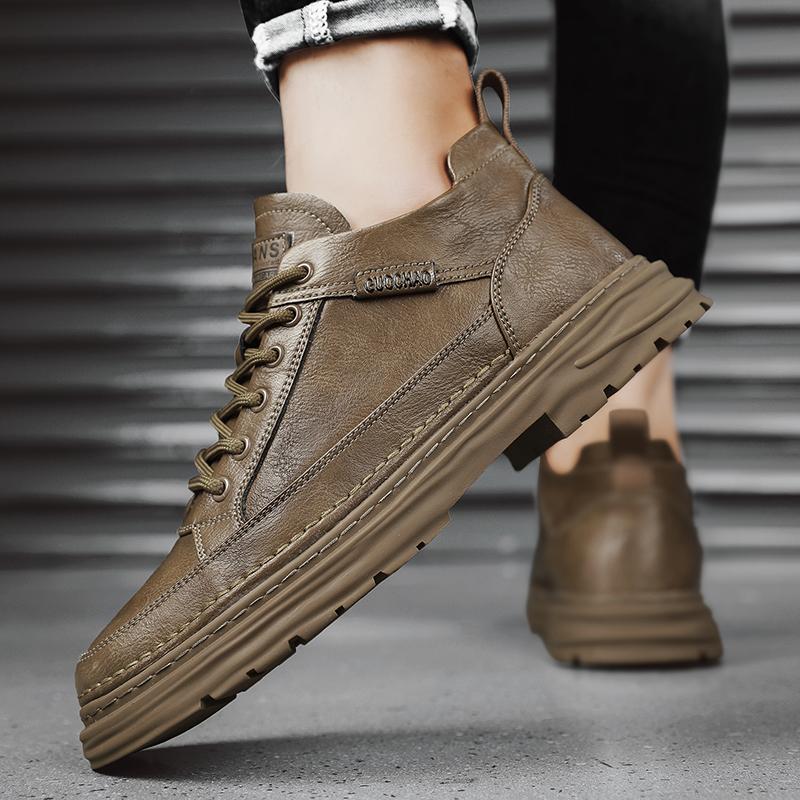 Leather shoes new spring casual derby dad business dress British style low top Martin boots