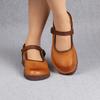 Retro Women's Shoes with Soft Soles and Soft Tops Casual Single Shoes with Comfortable Buckles and Cowhide Mom Shoes