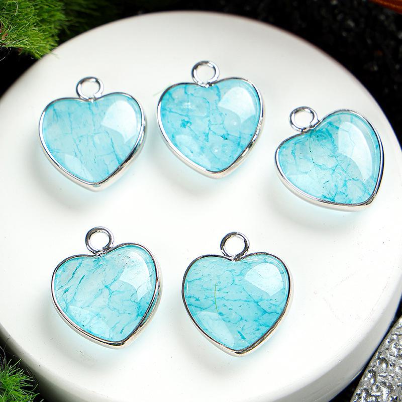 Heart-Shaped 15x19mm Natural Amethyst Agate Jade Bezel Pendant for DIY Jewelry Making