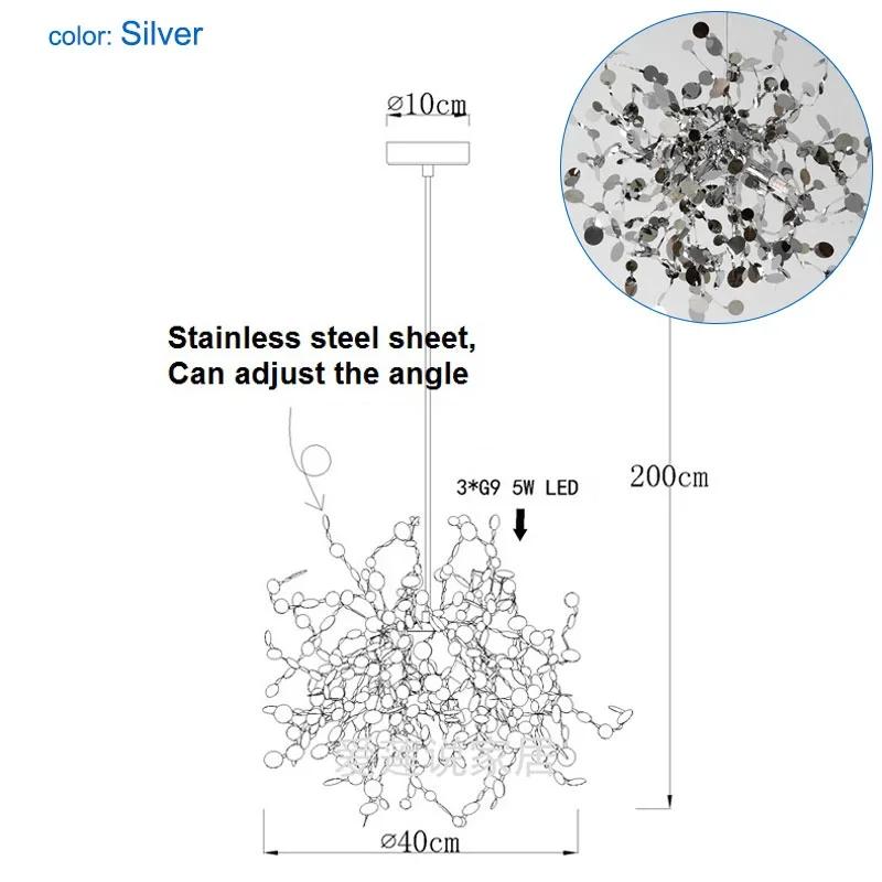 Modern Restaurant Chandelier Stainless Steel Lighting Fixtures Luxury LED Chandelier Coffee Shop Decoration Home Appliance