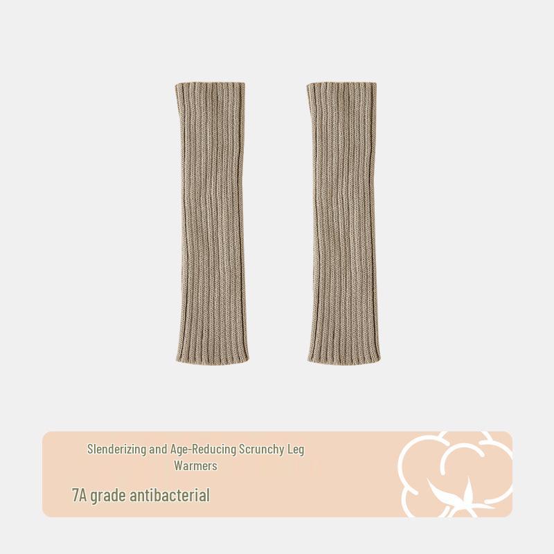 Gray Women's Slouchy Knit Leg Warmers, Spring & Autumn Style Long Socks, Y2K Calf Socks for Mary Jane Shoes.