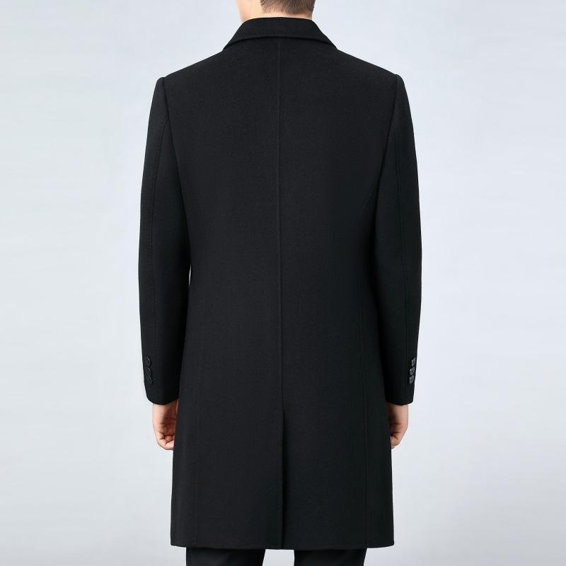 Double-sided cashmere coat men's autumn and winter suit collar long business wool windbreaker middle-aged dad men's woolen coat