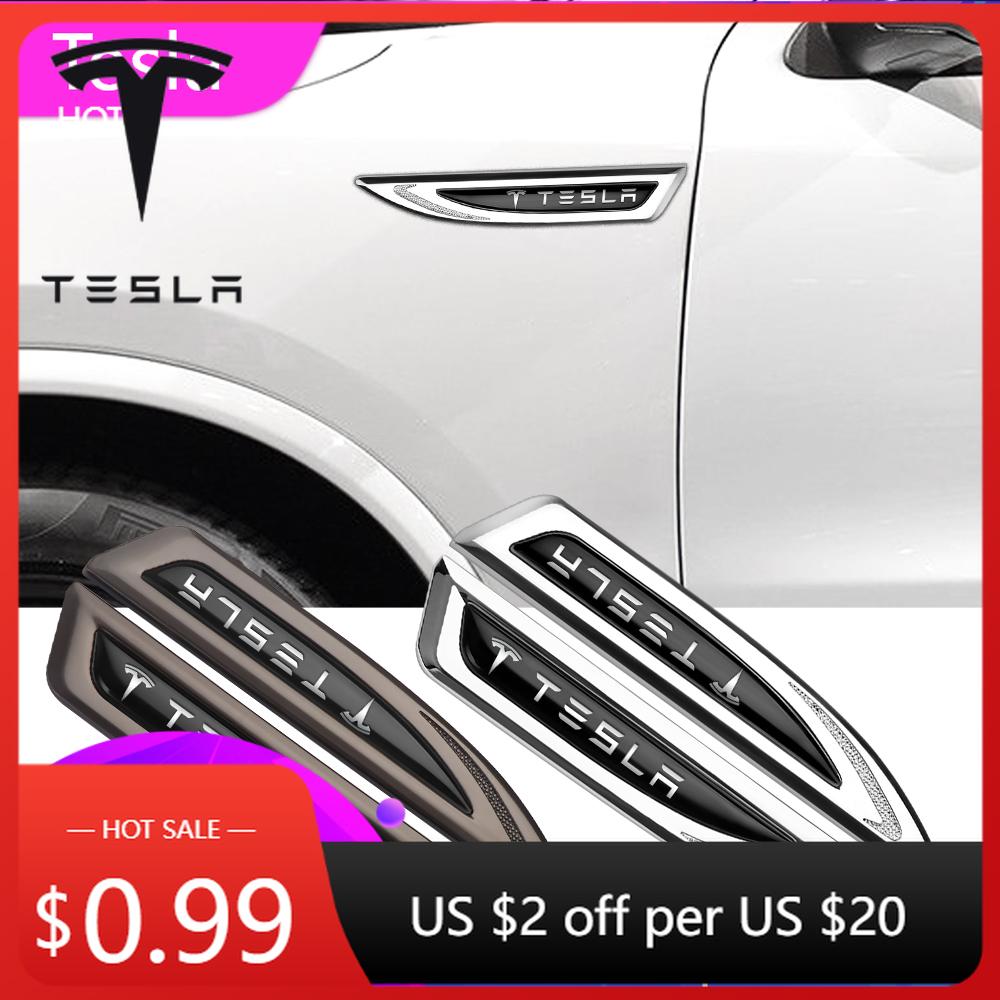 Car Sticker 2025 New Tesla 2pcs Car Tesla logo Badge Emblem Side Fender Body Decoration Sticker For Tesla Model 3 S Y Coil WYE K marrone