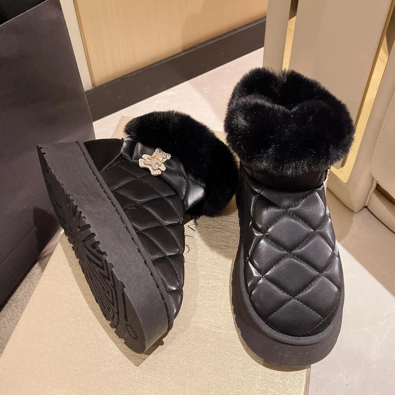 

Зимние женские сапоги на платформе, теплые короткие сапоги, меховые ботильоны, модная женская повседневная мягкая обувь 35-40 40