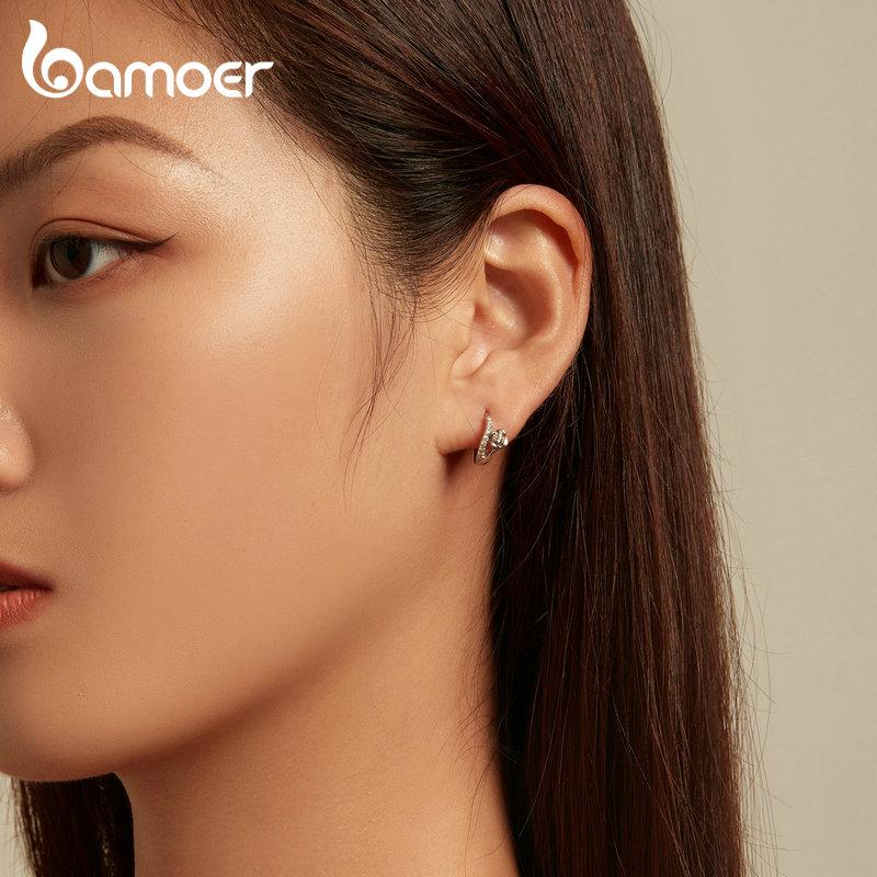 BAMOER 925 Sterling Silver Shining Zircons Flower Zircon Ear Clips Earrings for Women Jewelry