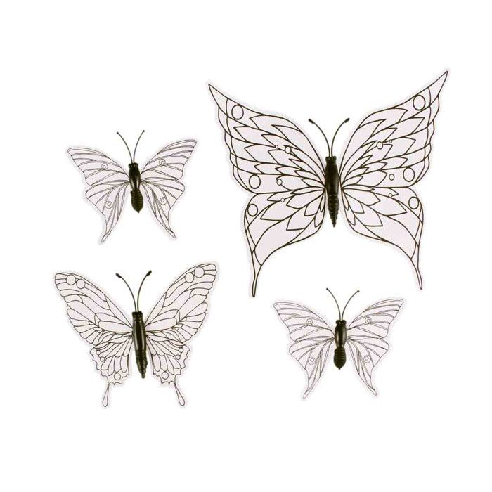 Papillons aimantés prédessinés à colorier 6 à 10 cm x4