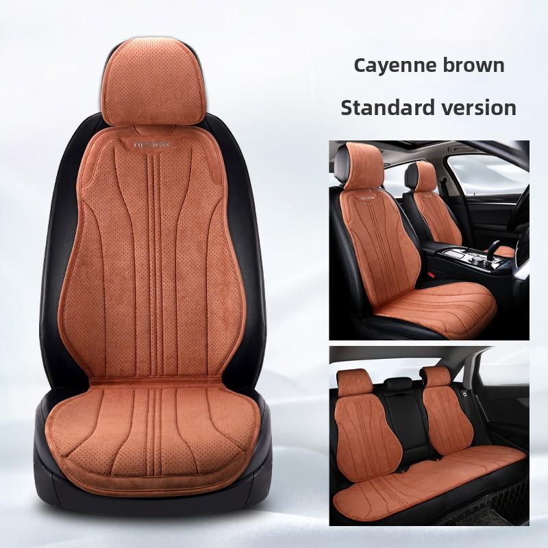 High Quality Suede Universal All Seasons Car Seat Cover Perforated Breathable Anti-Slip Luxury Car Suede Seat Cover With Pillow