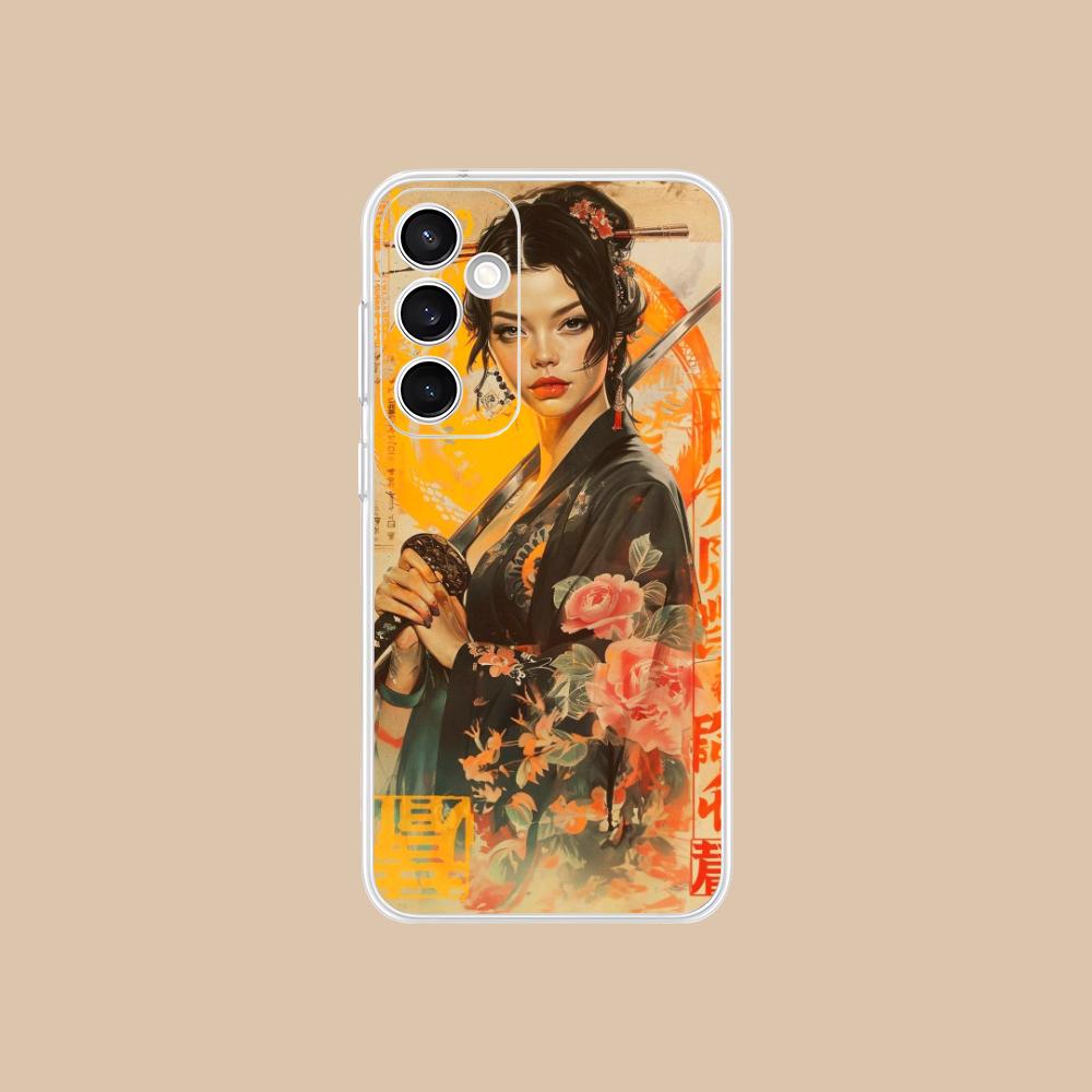 Retro Tattoo Girl Mobile Phone Case for Samsung Galaxy S25 S24 S23 S22 S21Plus FE Ultra Clear Colorful Cover Pretty Smartphone