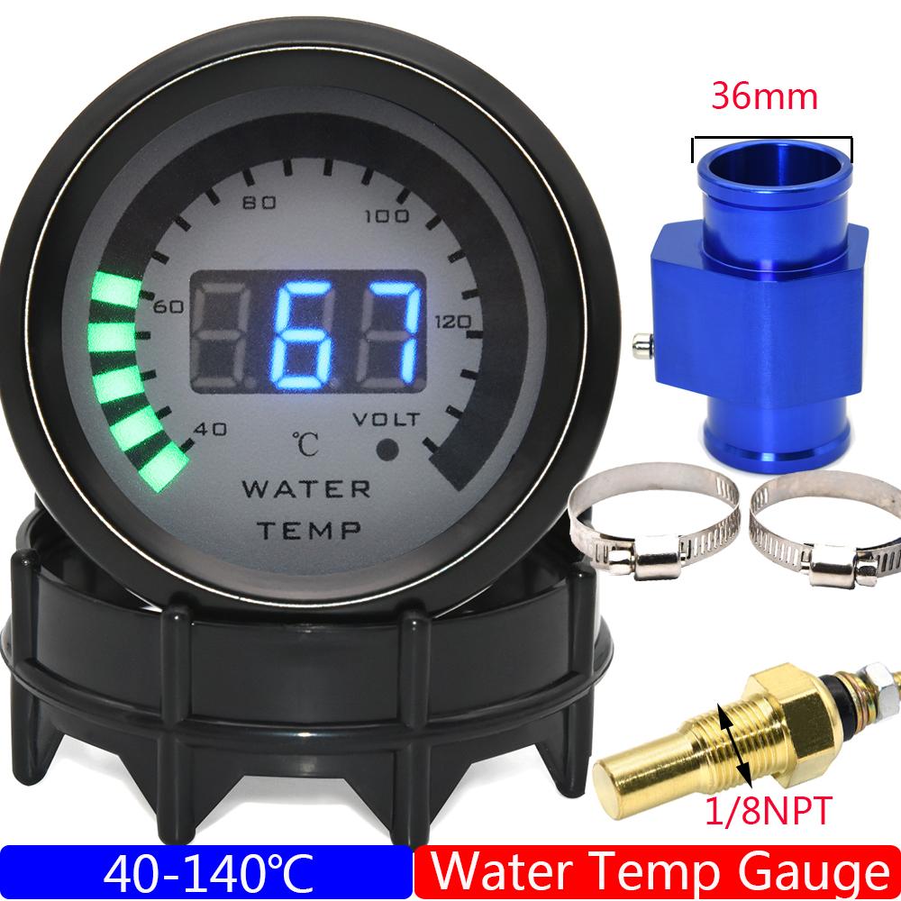 52mm Digital Water Temperature Gauge Car Racing Modification 40~140 Celsius Temp Meter With Sensor Adapter 1/8NPT Custom