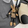 Splice Bump Color Design Hasp Bucket Bag Fashion Casual Slant Shoulder Bag  with Little Rabbit Pendant