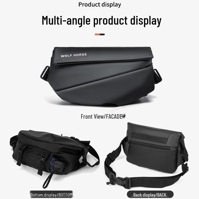 Men's Trendy Large Capacity Crossbody Bag with Magnetic Buckle for Single Shoulder or Motorcycle Riding