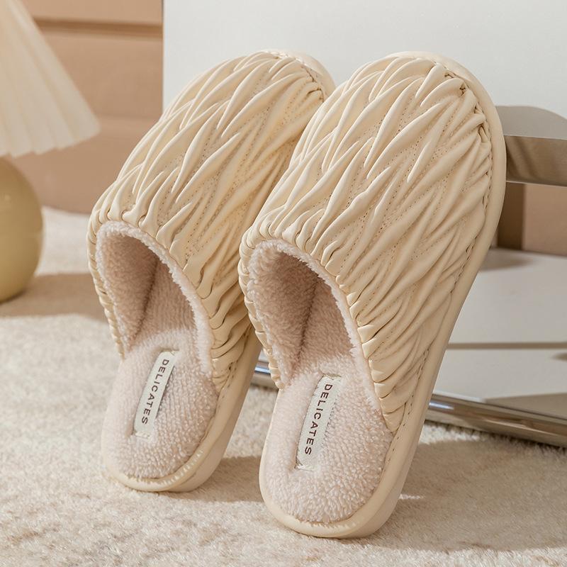 Cotton slippers women spring autumn winter winter home use indoor non-slip home warmth plush couple men