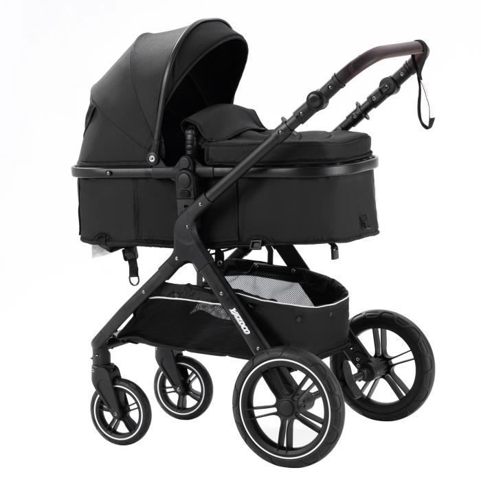 YAZOCO - 3-in-1 Kombikinderwagen - Mit Babywanne-Autositz - Bis 15 kg - Schwarz