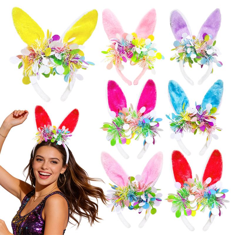 Children Headwear Comfortable Rabbit Ear Headband Animal Headband Stylish Easter Party Photo Prop For Easter Egg Hunt Party