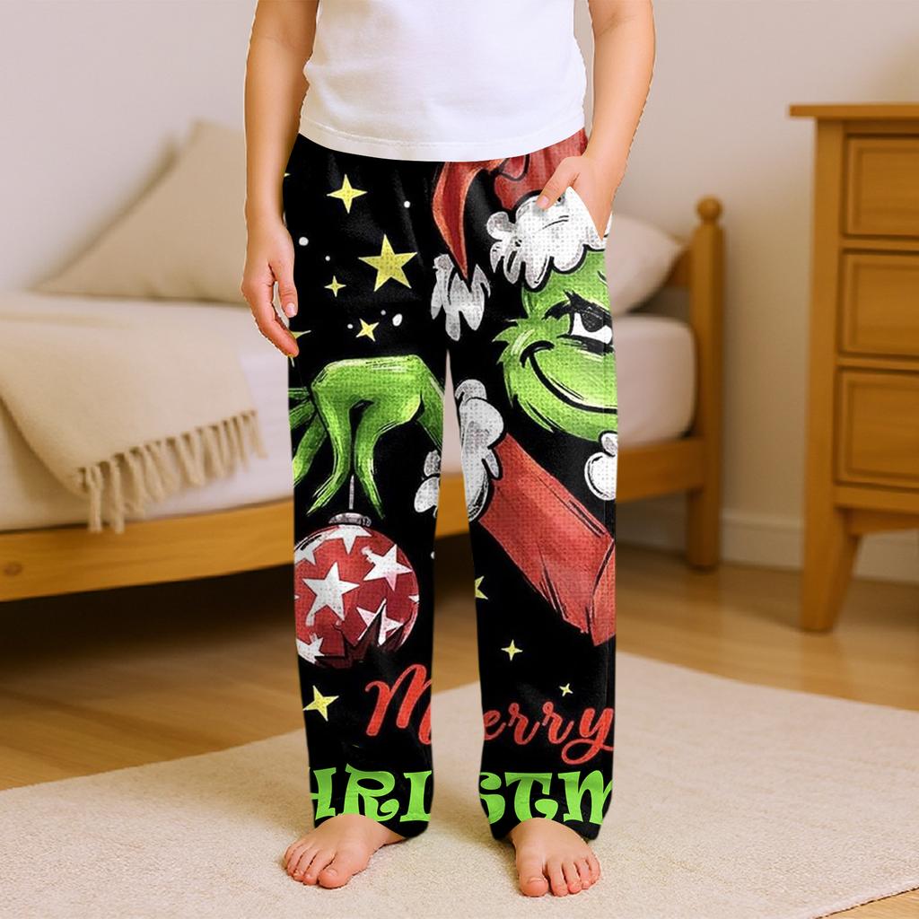 Kinder Vielseitige Weihnachten Druck Tasche Plüsch Lässige Hose Schlafhose Haushose
