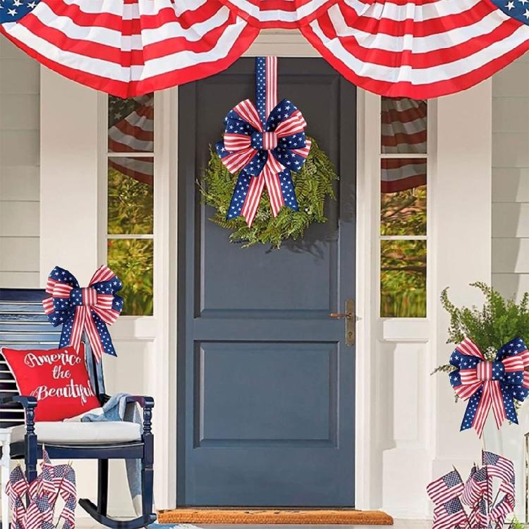 USA Wire Ribbon American Flag Ribbon for Wreaths, Memorials Day Creative Gifts