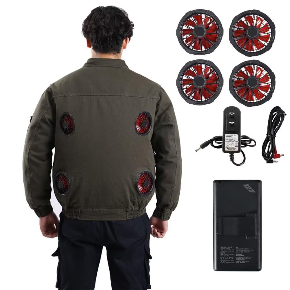 

Рабочая одежда с кондиционером и большим 4-мя уровнями регулируемого воздушного охлаждения 3D с длинным рукавом для защиты от теплового удара и экстремальной жары унисекс, зеленая [Quntum AE]