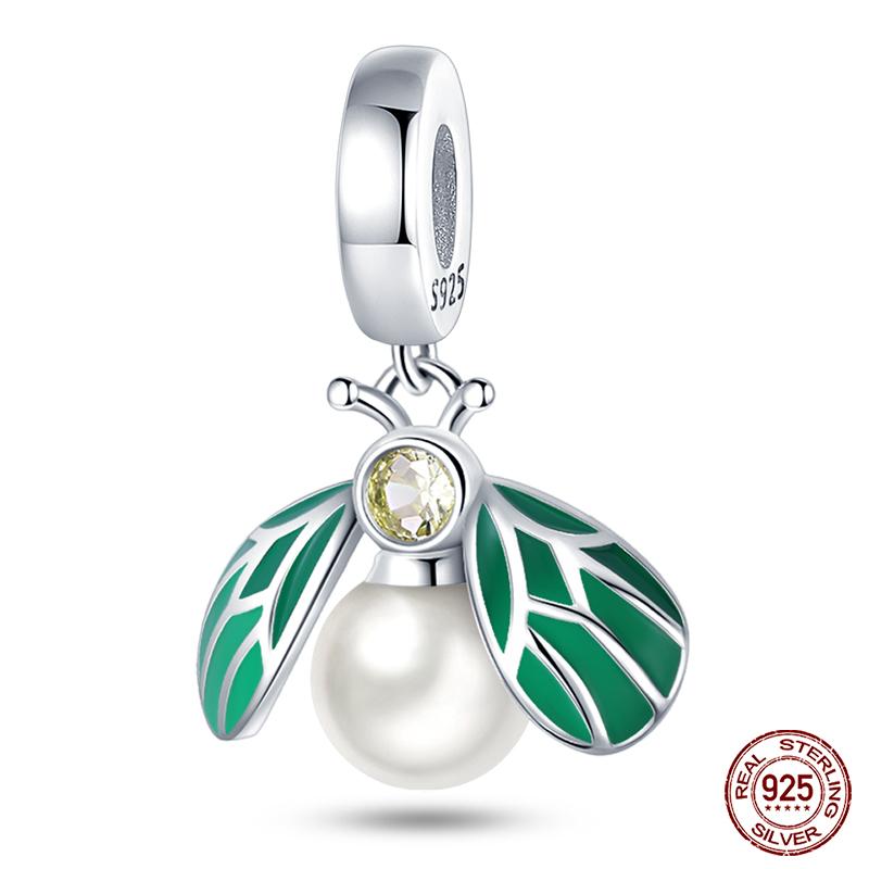 Copper Green Series Four Leaf Clover Lucky Butterfly Pendant Fit Original Bracelet Charm Beads Diy Jewelry