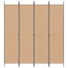 4 Panel Room Divider Beige 200 X 220 Cm Fabric