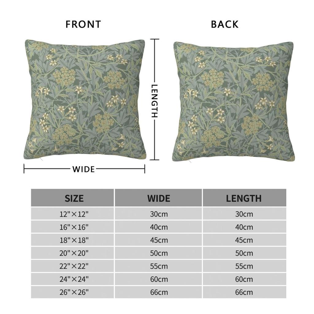 William Morris Jasmine Square Pillowcase Polyester Linen Velvet Printed Zip Decorative Pillow Case Car Cushion Cover