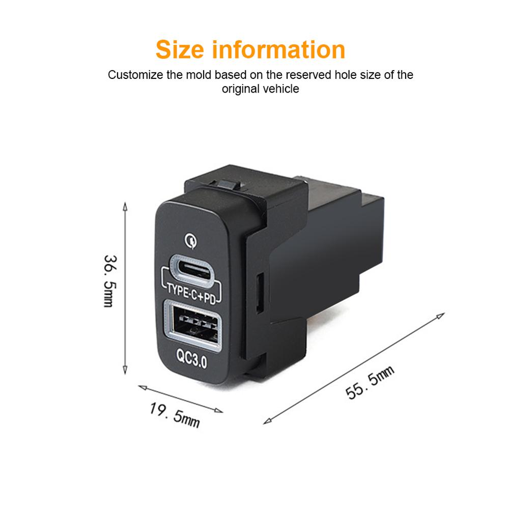 PD Type-C QC3.0 USB Car Charger Fast Charging Interface Outlet Power Adapter for Nissan Patrol Y62 X-TRAIL SUNNY SYLPHY Teana