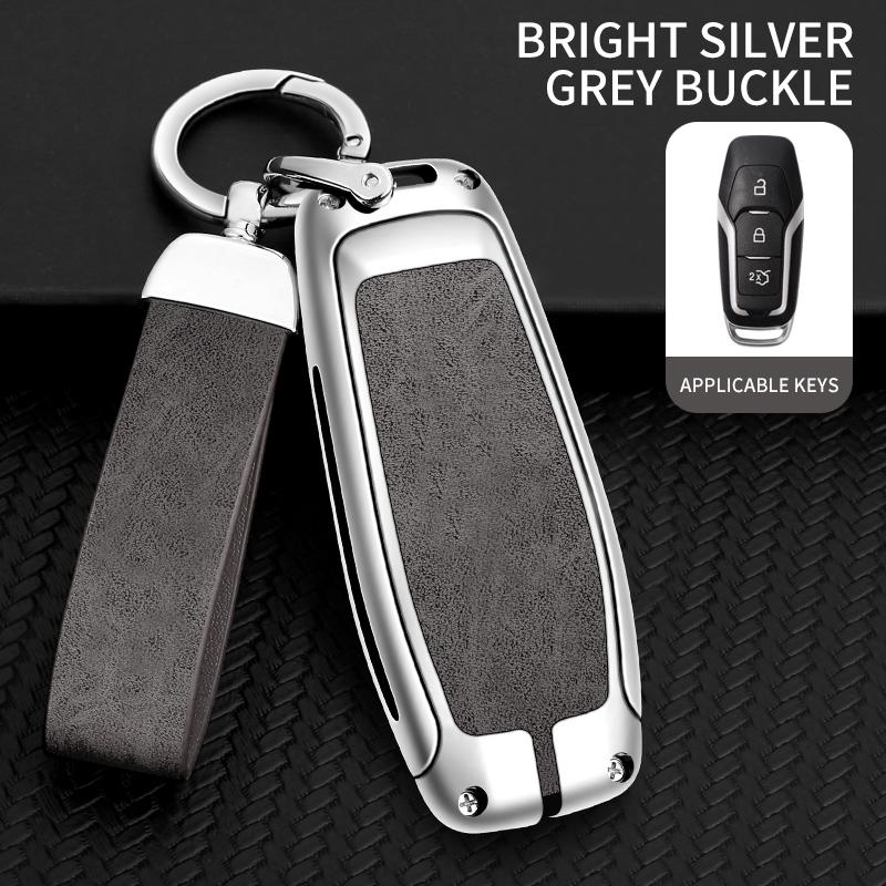 Leather Car Metal Key Case Cover For Ford Focus 3 4 St Mondeo 5 Mk5 Mustang F-150 Explorer Edge Fiesta Kuga Mk3 4 Key Chain