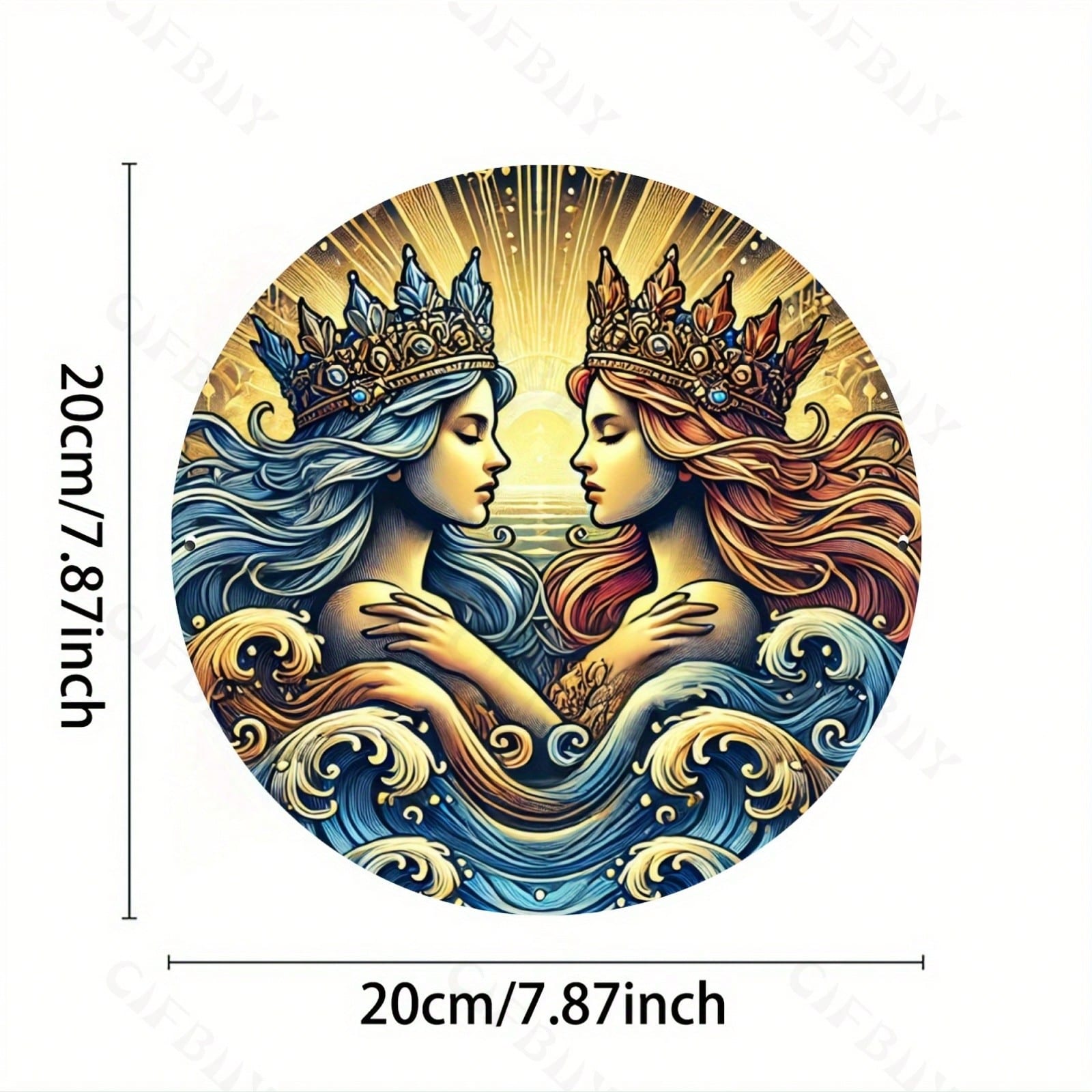 Vintage Yemaya Oshun Goddess Metal Wall Art Sign 8x8 Inch Round Home Decor TYA4513-20X20CM разноцветный