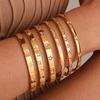 Stainless Steel Bangle, 18K Gold Plated Love Friendship Bracelet, Cubic Zirconia Inlay, Layered Jewelry