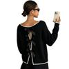 Europe and the United States cross-border autumn and winter women's sweater Amazon sexy fashion bow long sleeve pullover knitted sweater top women