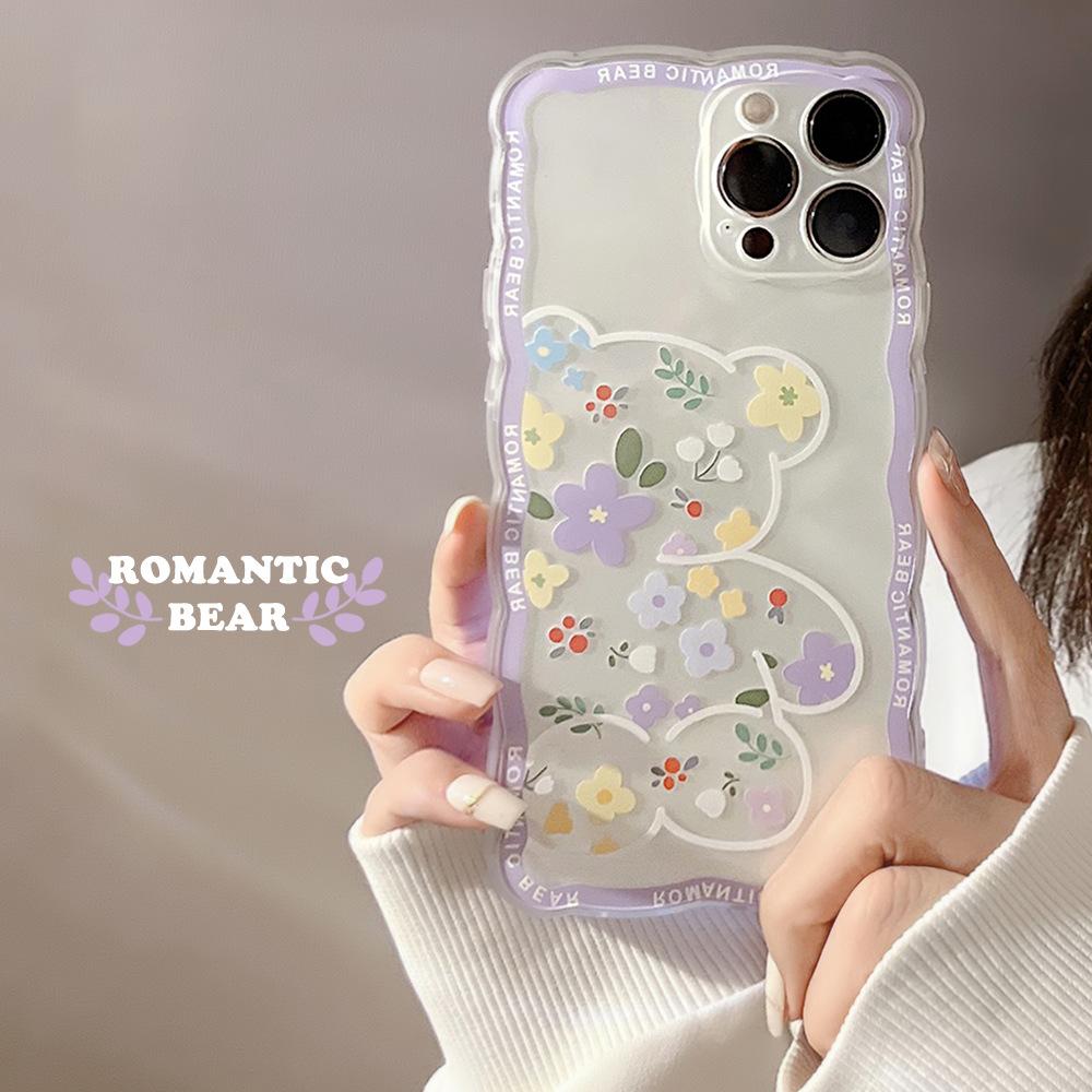 

Cute Flower Bear Case for iPhone 14 iPhone 15 iPhone 16 Pro Max iphone 16 Pro Max