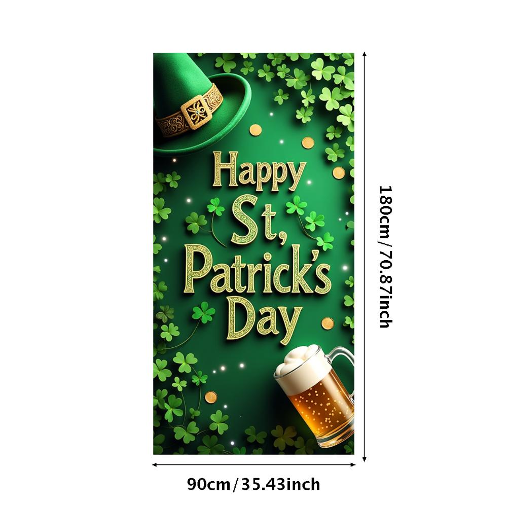 St Patricks Day Backdrop Banner With Beer Mug And Clover Party Event Decoration Photo Booth photography Background Props