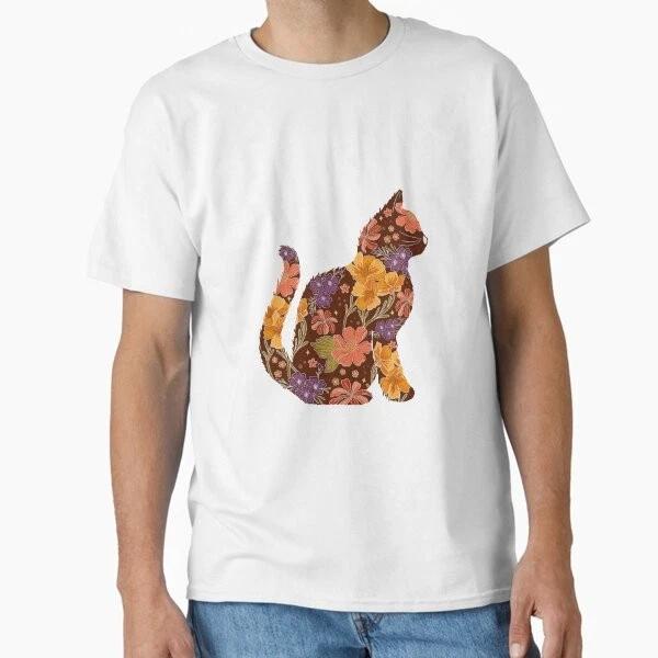 Floral Cat Vintage Classic Tshirt Made In Usaaus Tshirt S2xl S