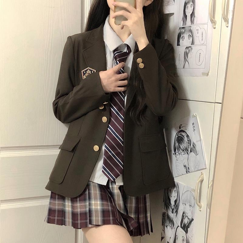 Camellia Book Academy Czarny Mały Blazer: Damska odzież wierzchnia w stylu brytyjskiego mundurka szkolnego