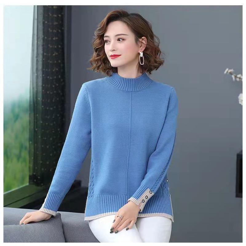 Half-high Neck Pullover Sweater Female Fall and Winter Loose Thin Knitted Bottoming Shirt Tops