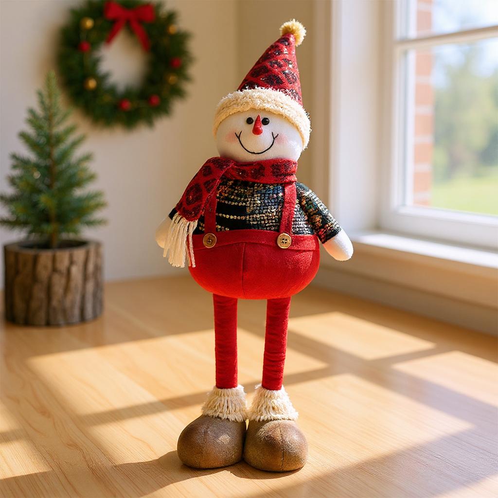 Christmas Figurine Ornaments Santa Claus Snowman Elk Standing Figurine Adjustable Flexible Home Hotel Shopping Mall Decor Xmas G