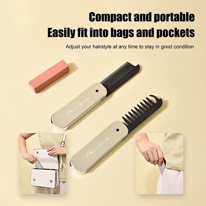

2 в 1 портативная складная расческа для женщин и мужчин, карманная расческа для путешествий, инструмент для укладки, мини-пушистая щетка для волос, свободное вращение на 180 градусов 1Pcs