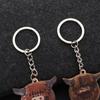 Wooden Portable Highland Cow Decor Keychain Car Key Buckle Highland Cow Keyring Funny Highland Cow