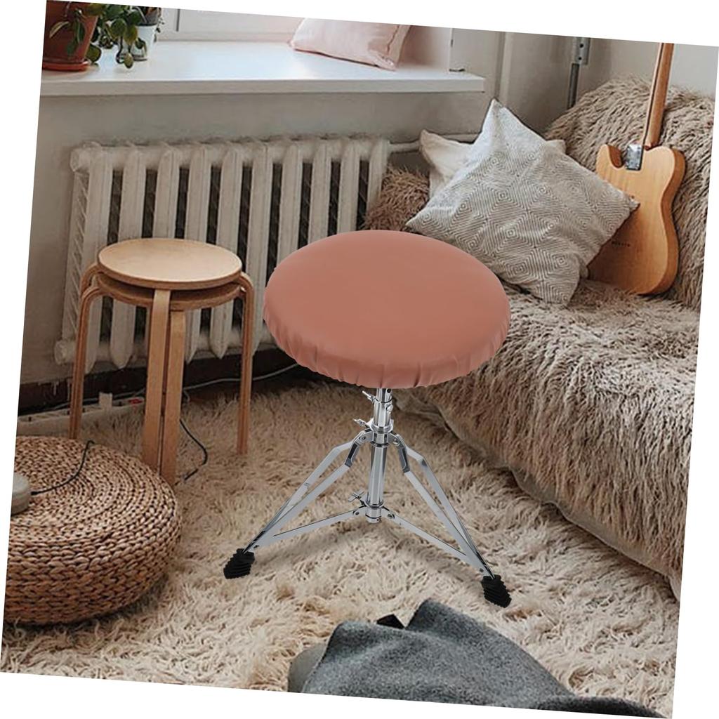 NUOLUX Round Stool Cover, Washable Leather Bar Stool Protector, Brown