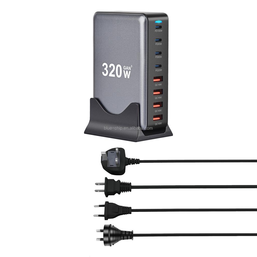 320W GaN Hohe Qualität Au Mehrfachstecker Neues Modell Mehrfachsteckdose Tragbar Handy Australien USA USB Typ C Wandladegerät Blockadapter
