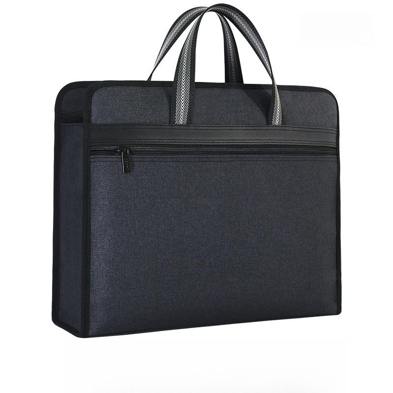 

Thickened Double Layer Business Briefcase Multifunctional Waterproof Zipper Pouch Solid Color Large Capacity Package Accessories чёрный
