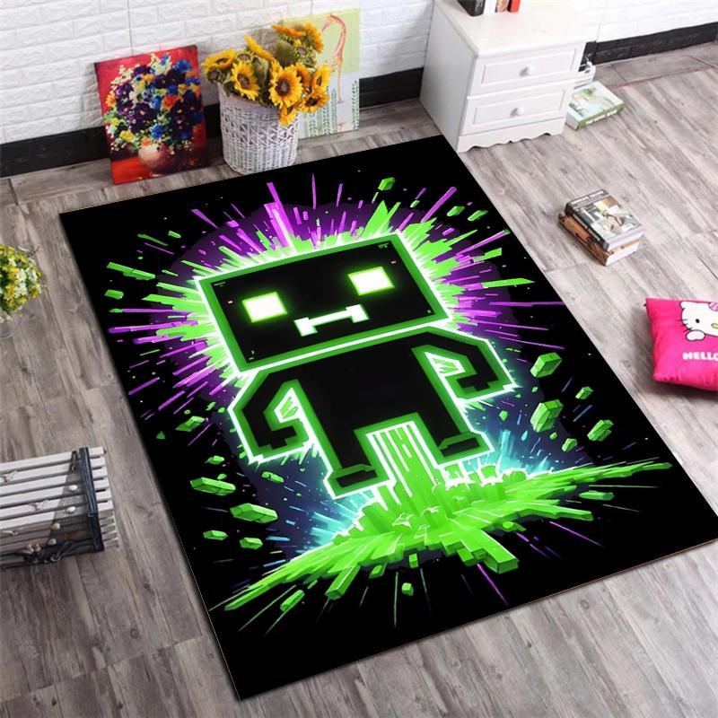 

Pixel Green Purple Blast Block Robot Soft Area Rug, Non-Slip Living Room Carpet, Office Chair Mat, Gamer Gift 40x60cm( 15x23in )