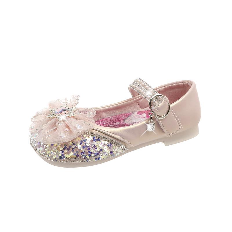 New autumn children s girls leather shoes Princess Shoes Fashionable children s shoes Elsa shoes Children s Shoes 24Inner Length15CM розовый