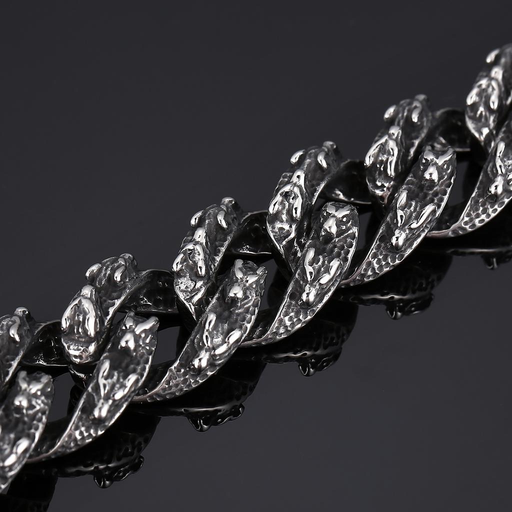 Bracciale a Catena Cuban Wolf in Acciaio Inossidabile 316L da Uomo Punk Gioielli Unici per Feste di Strada Accessori Chunky Gotici Regalo