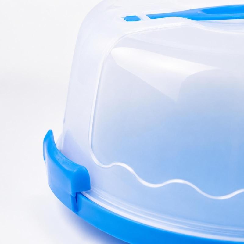 Cake Storage Container with Food-Contact-Grade Plastic, Top Carrying Handle, See-Through Cover and Round Base for Storage