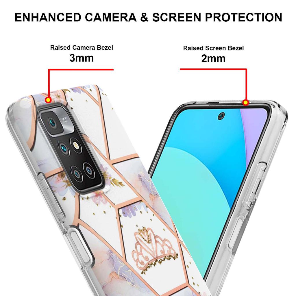 Golden Border Grid Marble Flower IMD Ultrathin Phone Case for Xiaomi Redmi Note 11S,Redmi Note 11 4G,Note 12 Pro 4G,Xiaomi 11T,Redmi 10,Poco X3 NFC...