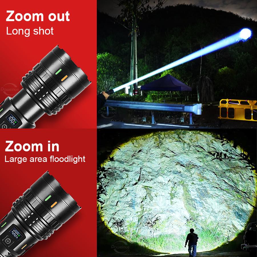 680000LM Most Powerful LED Flashlight Strong Light 2000M Torch Light Type-c Rechargeable LED Flashlights Camping Fishing Lamp