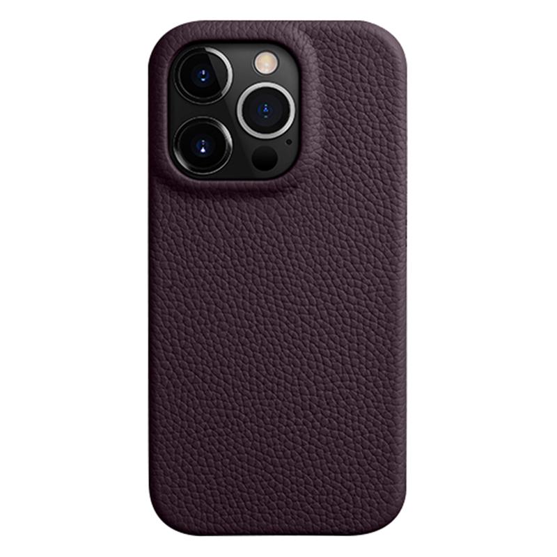 

Чехол MELKCO для iPhone 15 Pro Max с магнитной оболочкой из натуральной коровьей кожи + чехол для телефона из поликарбоната Purple