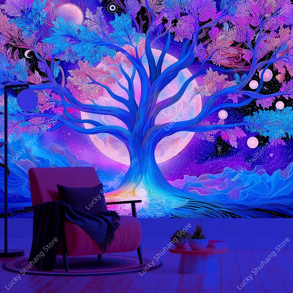 Tree Of Life Wall Tapestry Cosmic Art Print Boho Decor For Bedroom Living Room Spiritual Theme Home Interior Hanging Poster