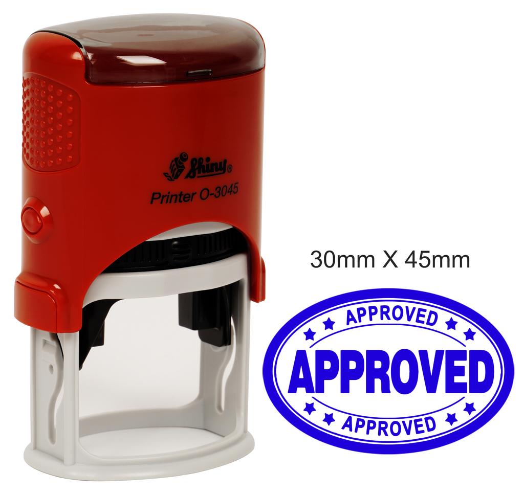 APPROVED Oval Rubber Stamp With Text Personalized Shiny Self Inking Rubber Stamp 30mm x