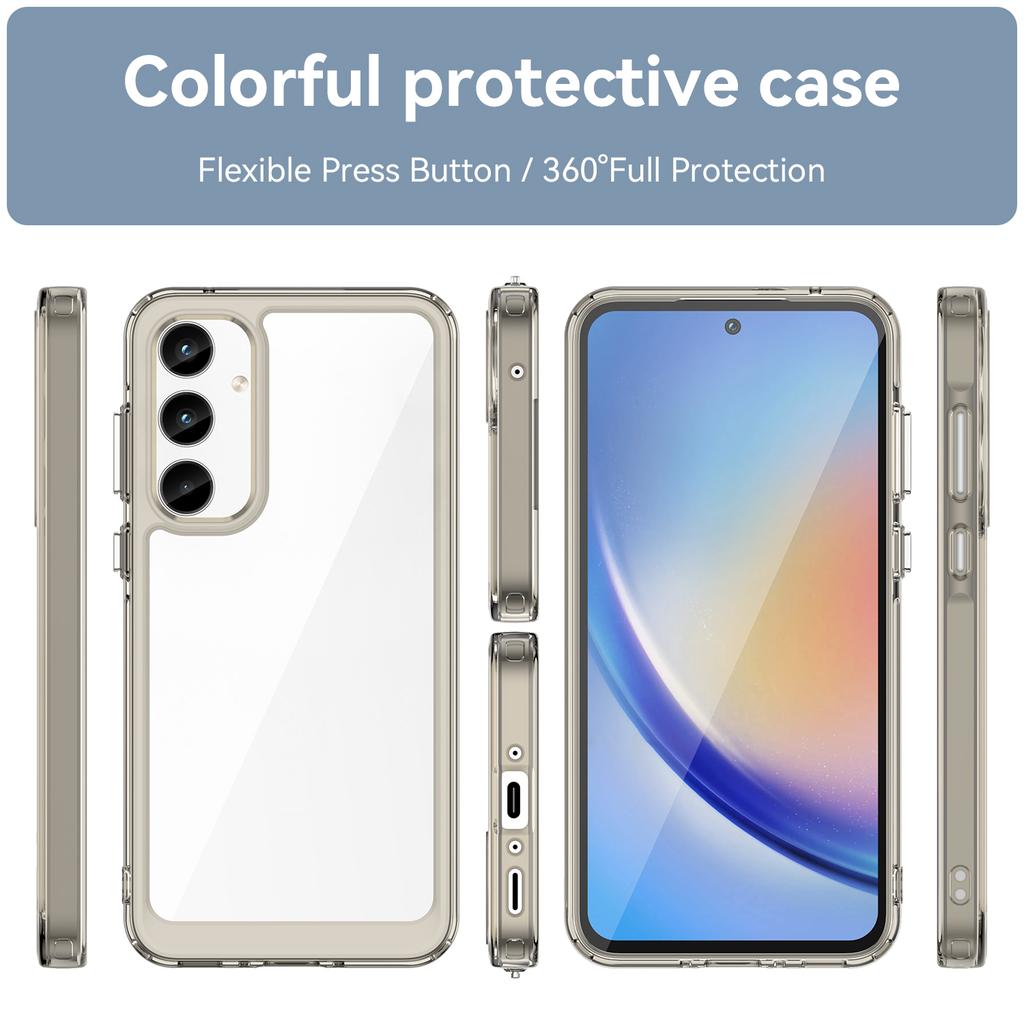 For Samsung Galaxy A35 5G Phone Case WANLONFENG XC Series TPU Acrylic Cover with Tempered Glass (Big Lens Hole)